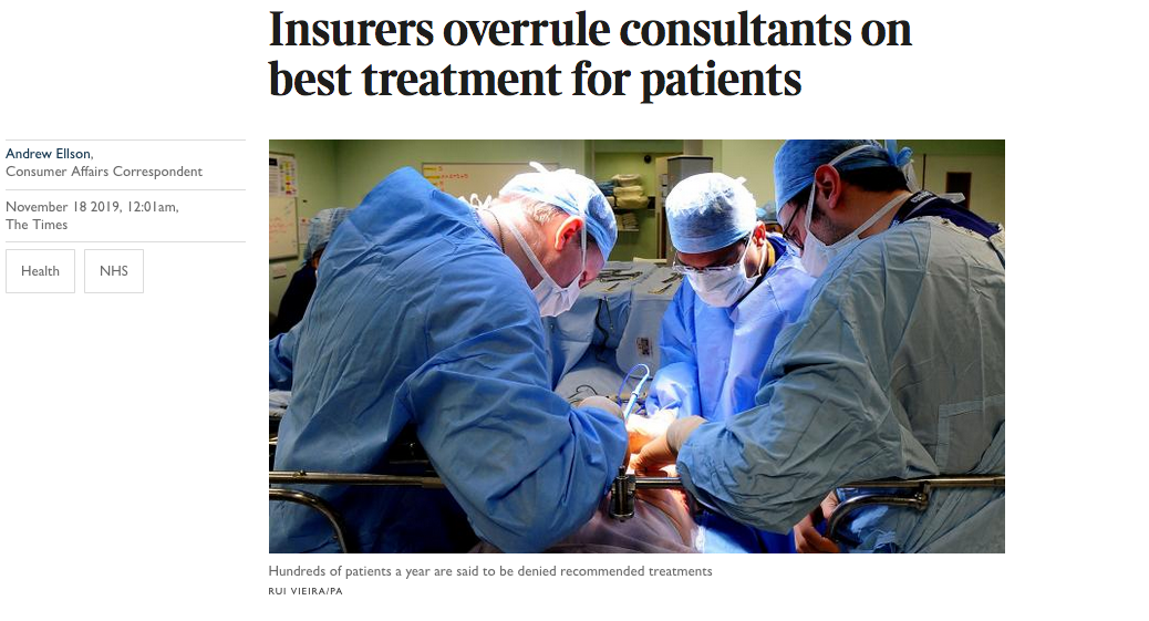 Insurers overrule consultants on best treatment for patients
